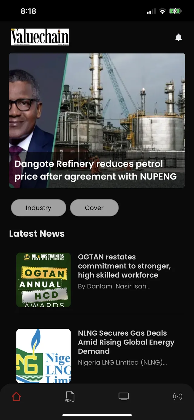 TheValueChain mobile news feed
